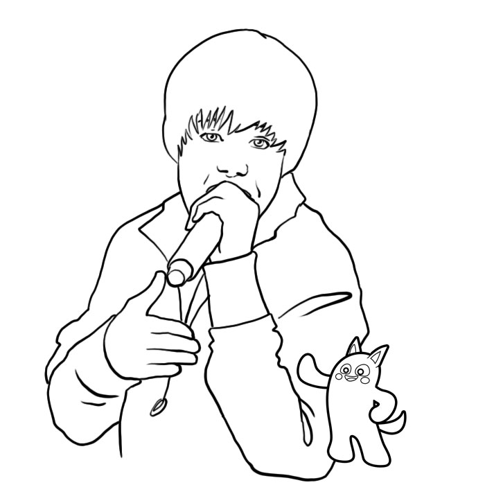 coloriage justin bieber en train de chanter